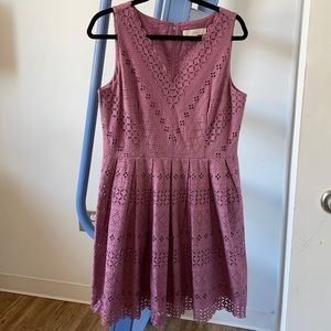 Loft Mauve/amethyst cotton eyelet dress
